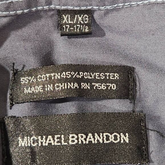 Michael Brandon button front shirt long sleeve blue XL cotton blend - Picture 7 of 8